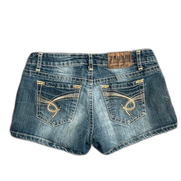 Zanadi denim mini shorts distressed low rise - Picture 2 of 6